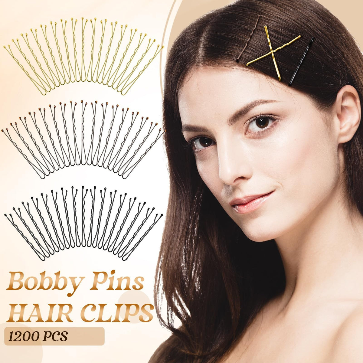 1200 Pcs Hair Pins Set - Invisible 2-Inch Bobby Clips for Women, Non-Slip and Gentle on Hair