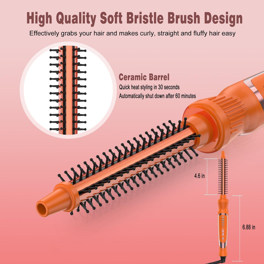 1/2 Inch Ceramic Curling Iron Brush for Short Hair Styling, Heat Settings