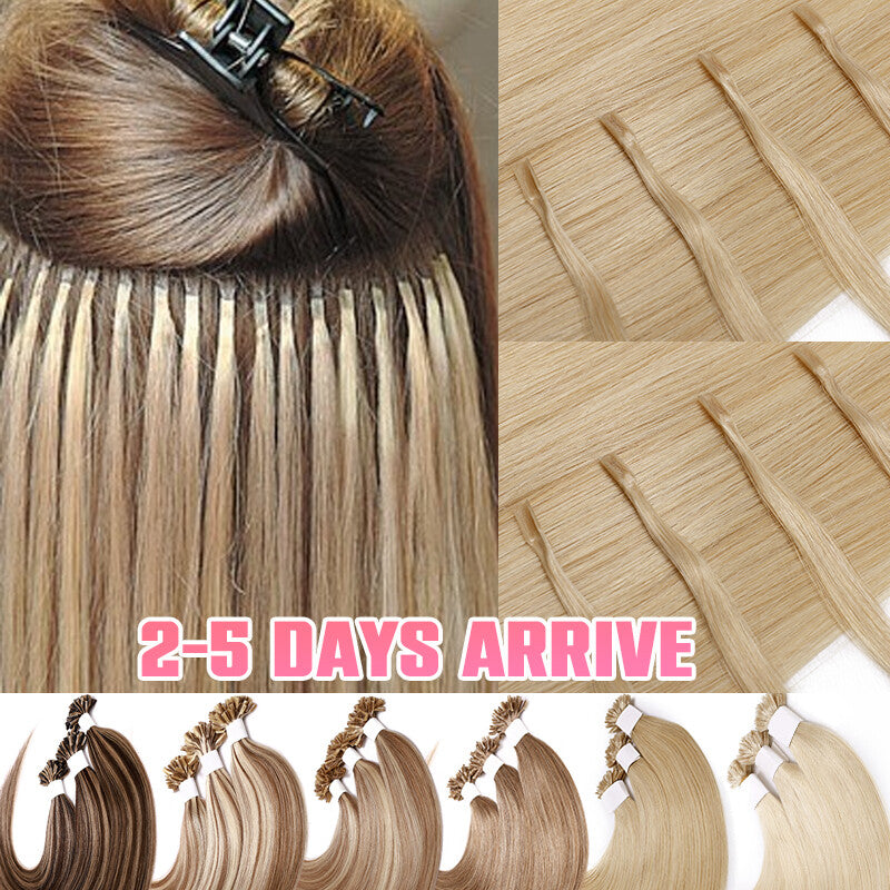 Keratin U Tip Hair Extensions - Real Human Hair, Multiple Colors & Lengths