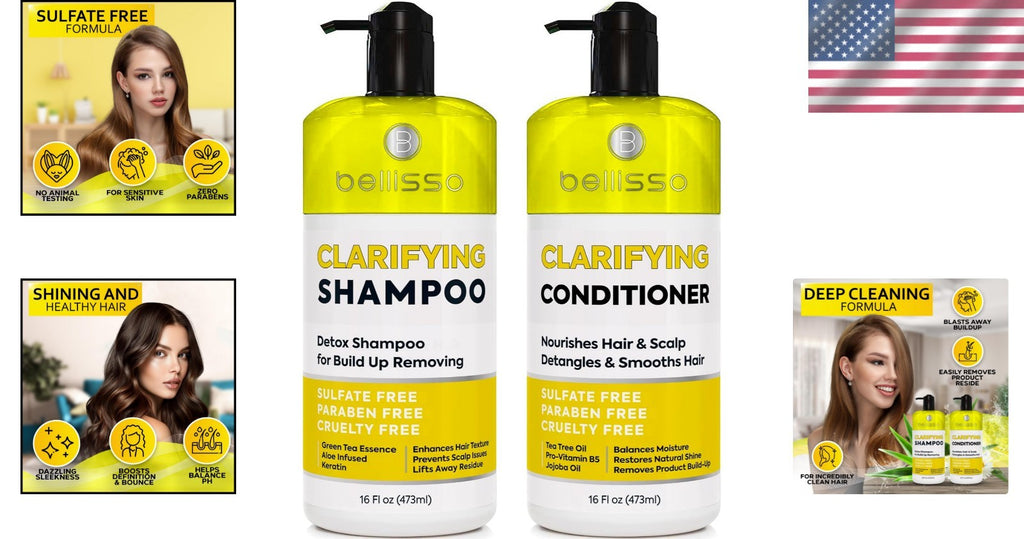 Sulfate-Free Clarifying Shampoo & Conditioner Set for All Hair Types - 32 oz