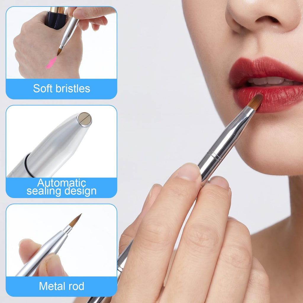 Retractable Lip Brush Dual Ended Lipstick Applicator Portable Makeup Tool
