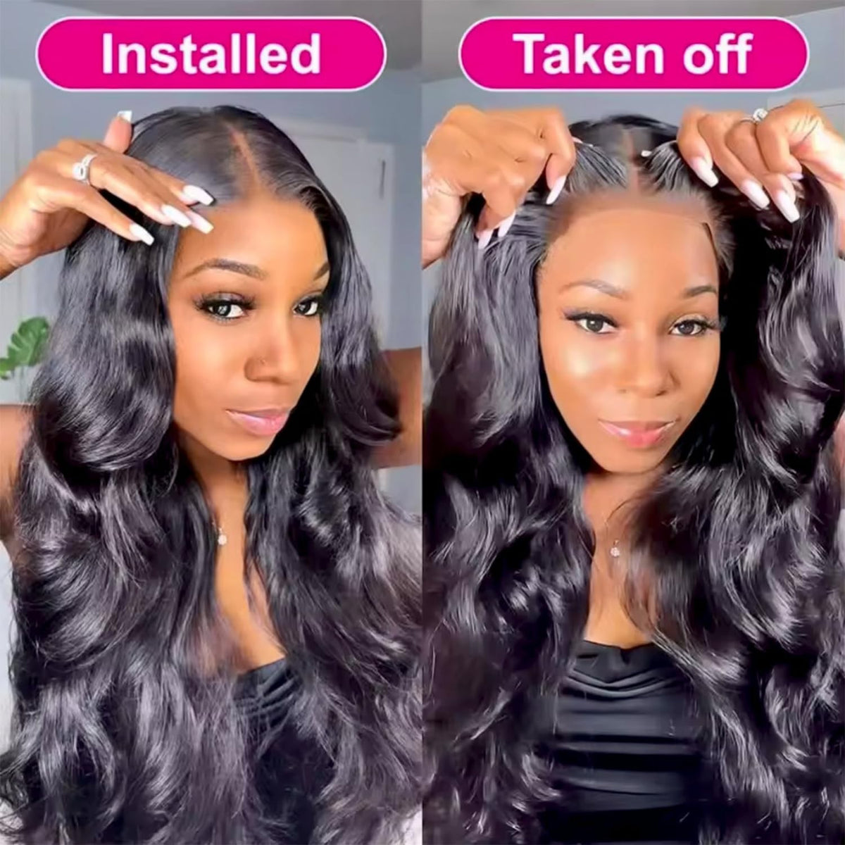 30 Inch Body Wave Lace Front Wig with 13x4 T-Part, Natural Black, 220% Density