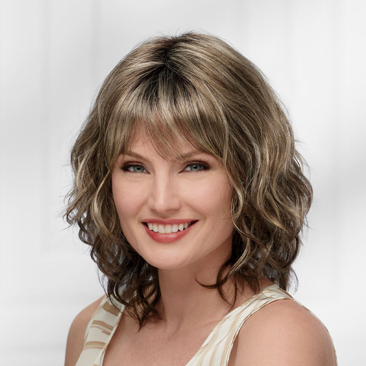 Lavender Wig with Beachy Waves and Light Fibers - Average Size