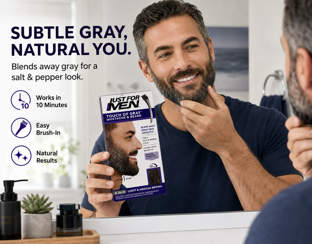 Men's Beard & Mustache Hair Dye Light Medium Brown 5 Pack - Natural Gray Coverage