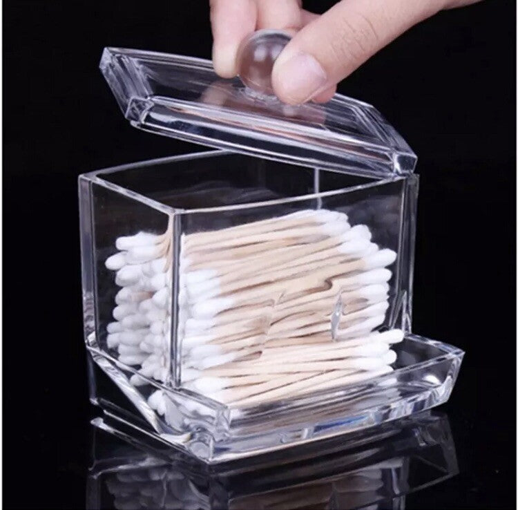 Clear Acrylic Cotton Swab Holder Dispenser for Q-Tips and Makeup