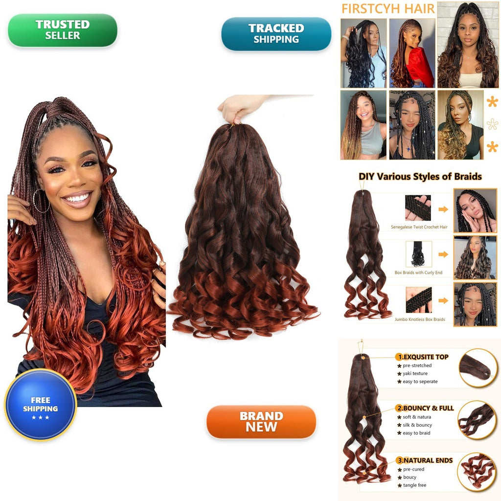 French Curl Braiding Hair 16 Inch - 7 Pack Curly Synthetic Hair Extensions