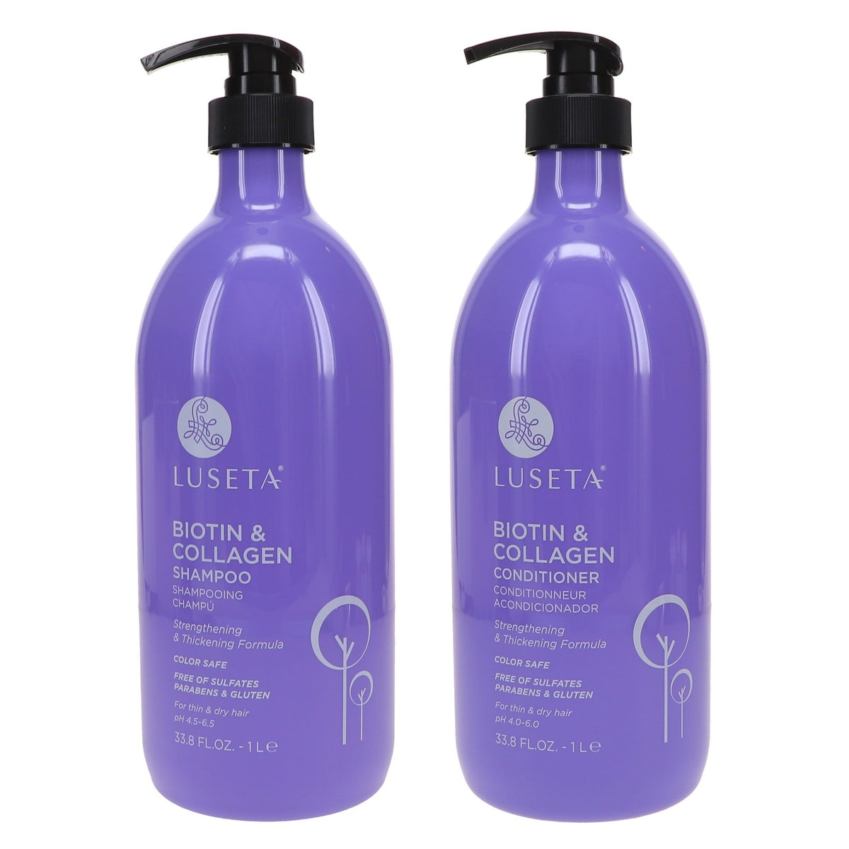 Biotin Collagen Shampoo & Conditioner Set 33.8 oz - Volumizing Hair Care Combo