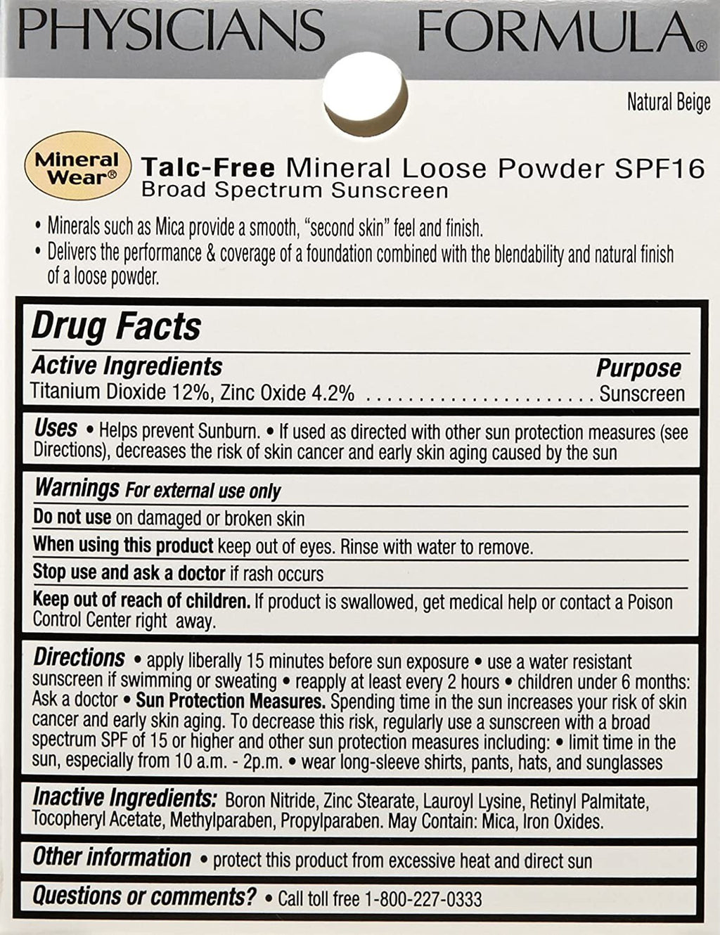 Mineral Wear Talc-Free Loose Powder - Natural Beige, Hypoallergenic Skin Makeup