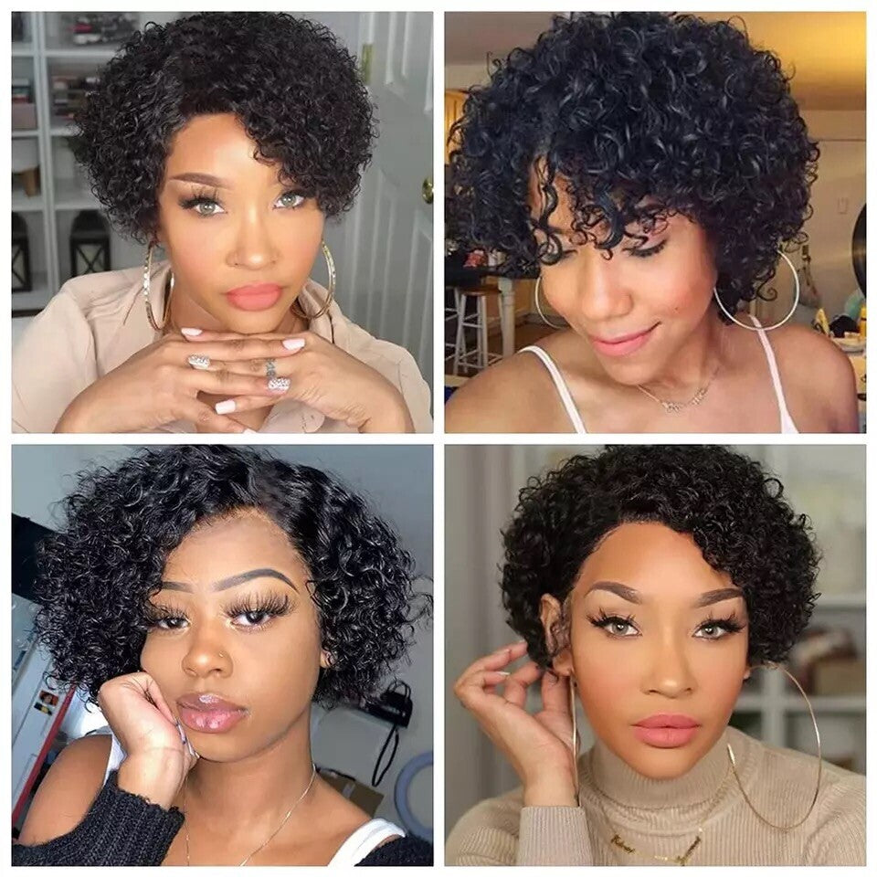 Curly Human Hair Wig Brazilian Remy Pre-Plucked Lace Front & Full Lace Styles