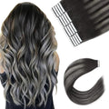 Tape-in Hair Extensions 20pcs 16 Inch Silver White Ombre Human Hair