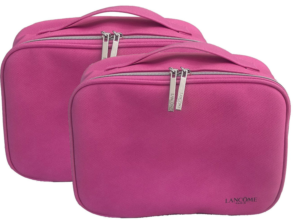 Set of 2 Pink Cosmetic & Toiletry Bags with Zipper Closures