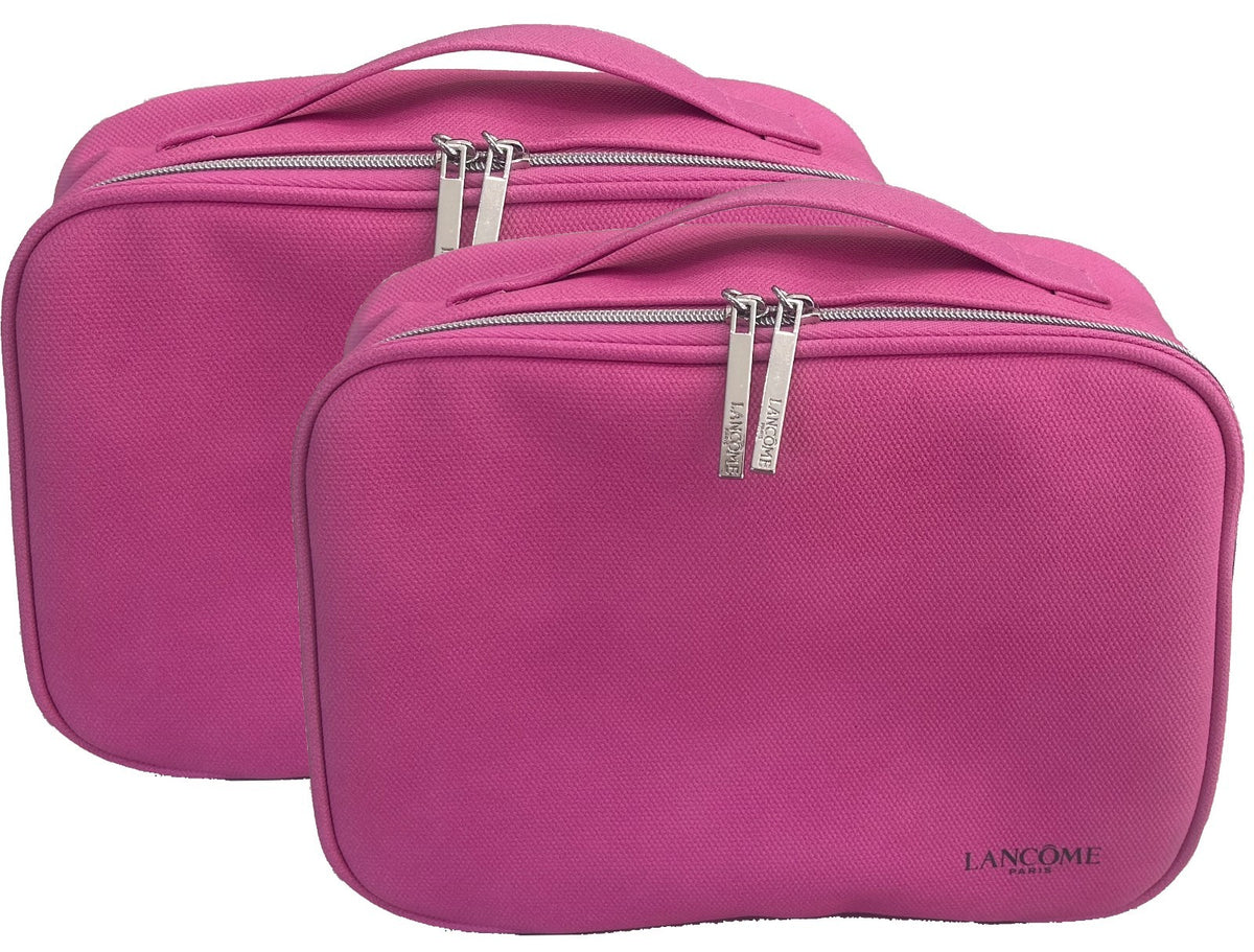 Set of 2 Pink Cosmetic & Toiletry Bags with Zipper Closures