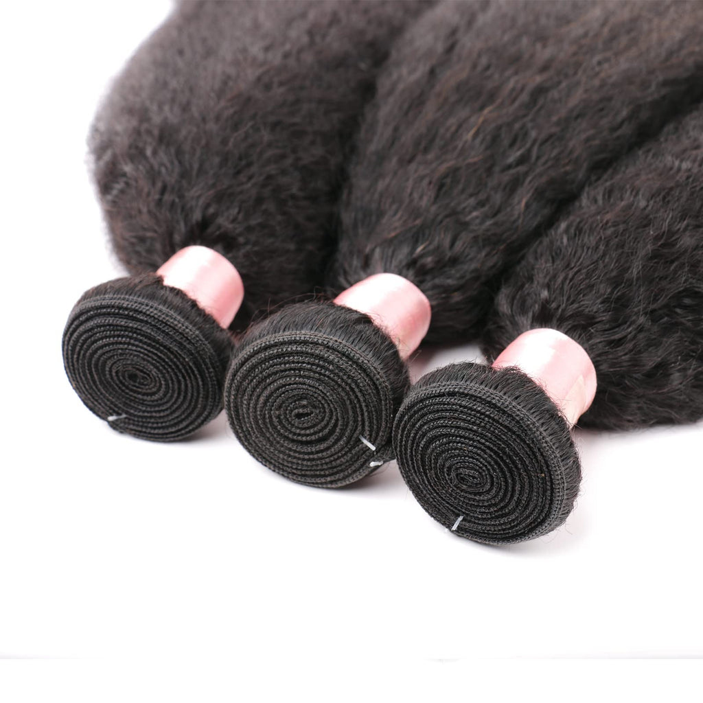 Brazilian Kinky Straight Human Hair Weave Bundles 18 Inch - Virgin Hair