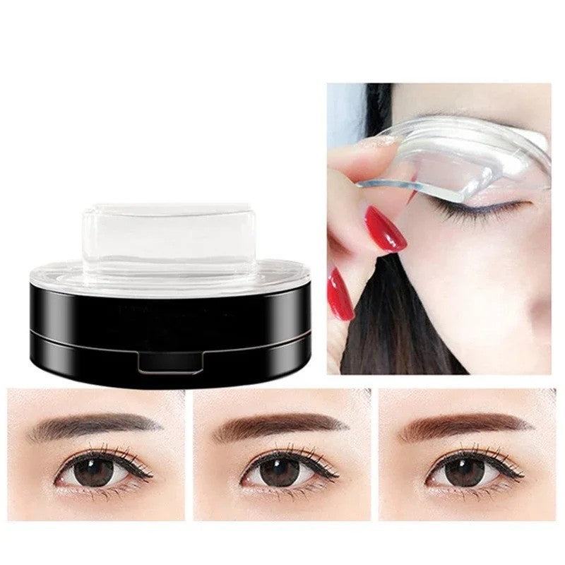 Waterproof Eyebrow Stamp Kit with Powder & Dual Shapes for Natural & Defined Brows