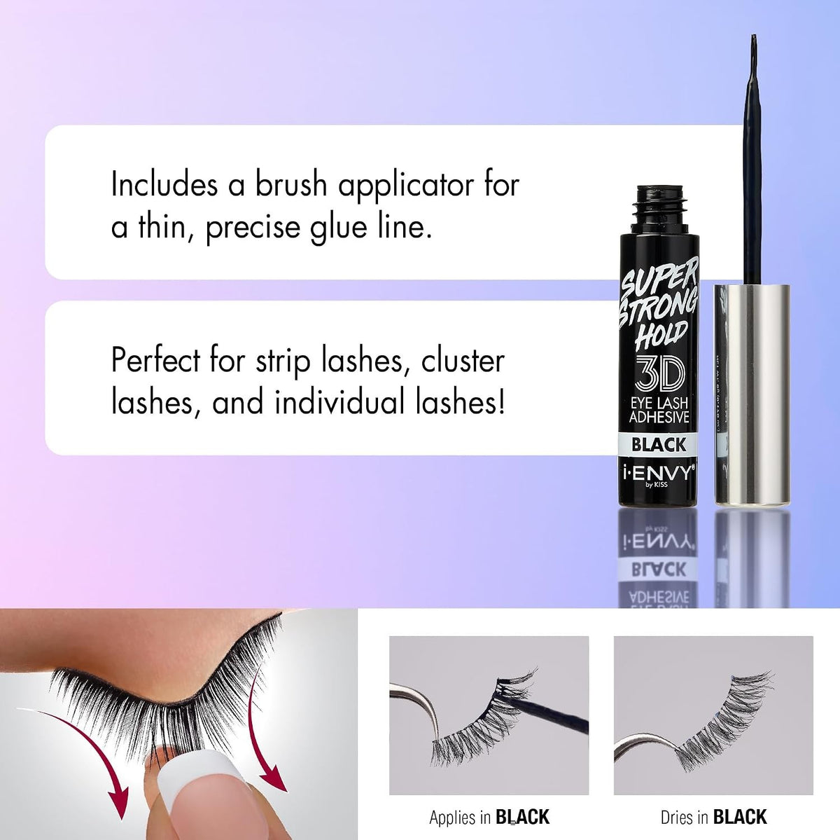 Waterproof Lash Adhesive with Brush-On Applicator - Latex & Formaldehyde Free