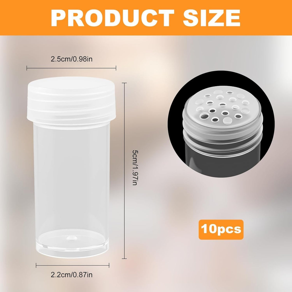 10 Pack Clear Plastic Powder Jars with Sifter Lids for Glitter & Eyeshadow