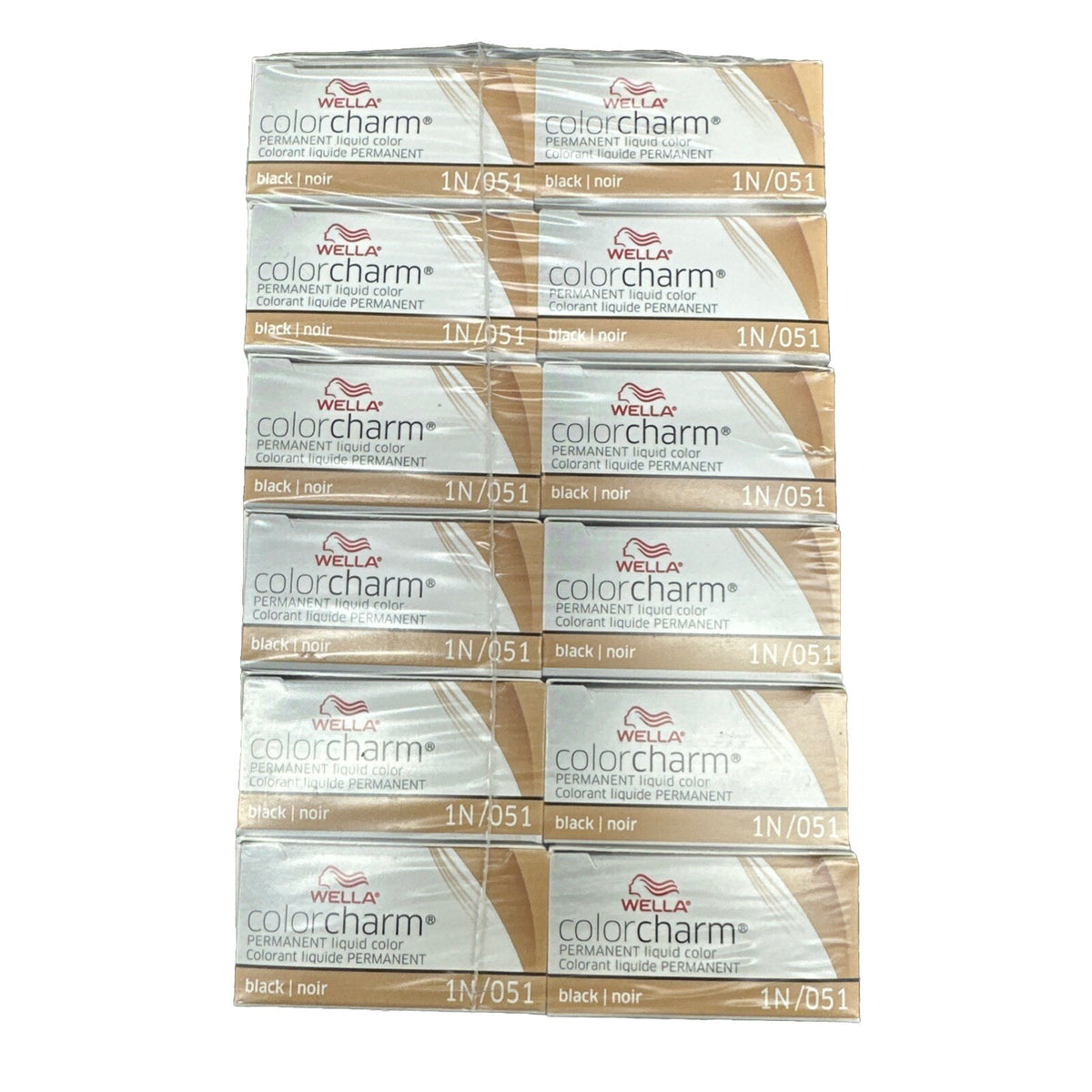 Wella Color Charm Permanent Hair Dye Liquid 1N/051 Black Pack of 12