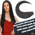 Remy Human Hair Extensions Skin Weft Tape-In Full Head Set - Brown & Black Shades