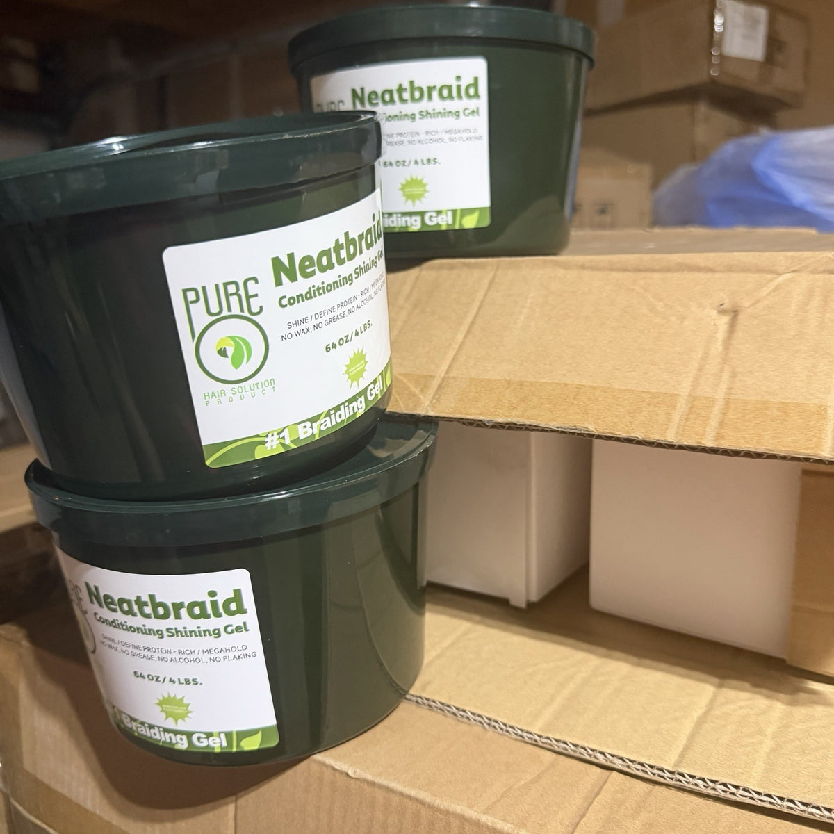 Pure Neatbraid Conditioning Hair Gel 64 oz Mega Hold Shine Alcohol-Free