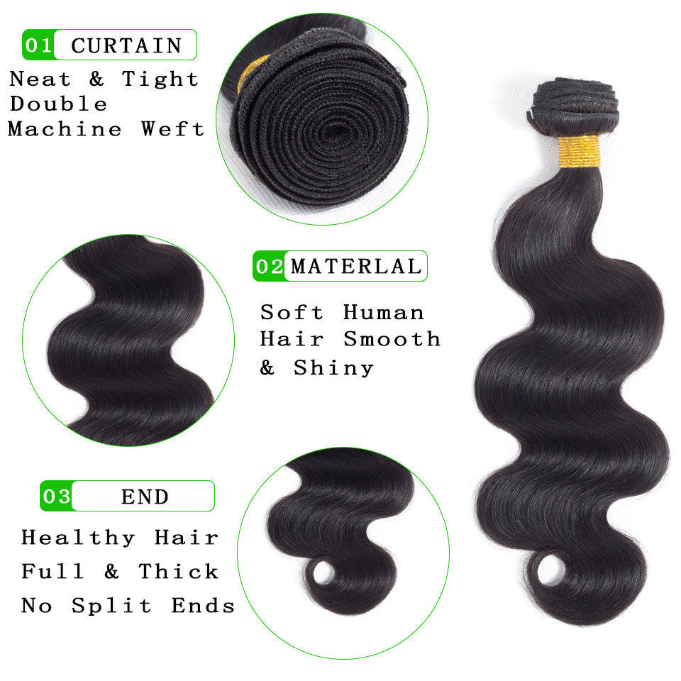 10A Mink Body Wave Virgin Remy Human Hair Extensions - Natural Black