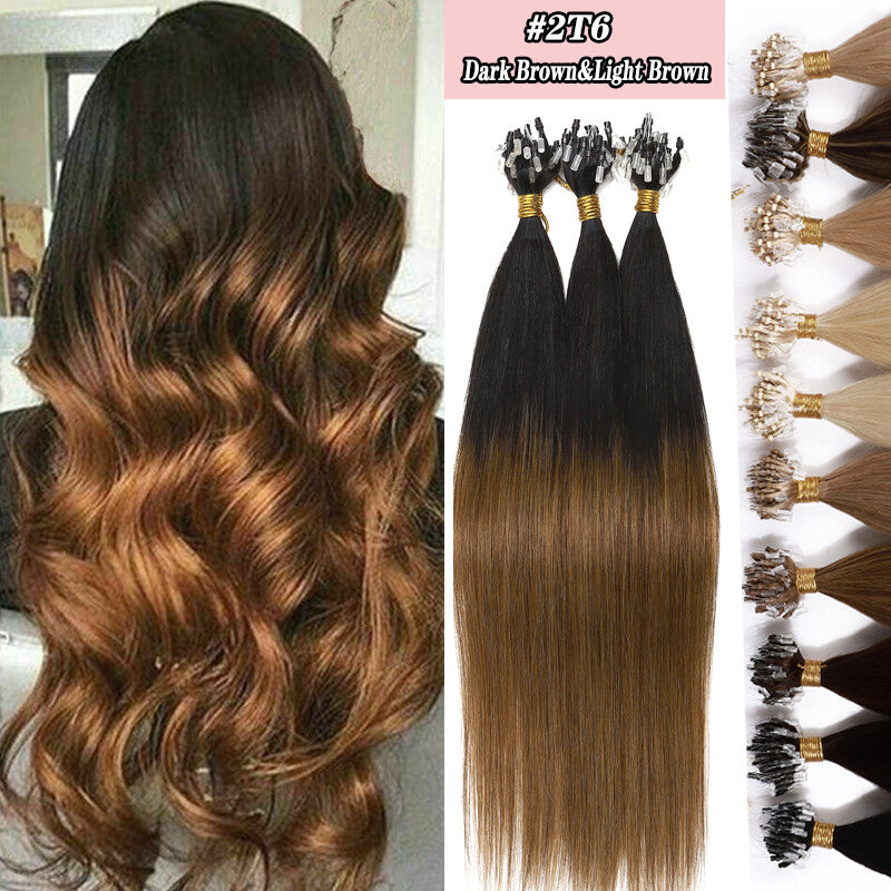 100% Human Hair Micro Loop Extensions - Long, Natural Remy Hair