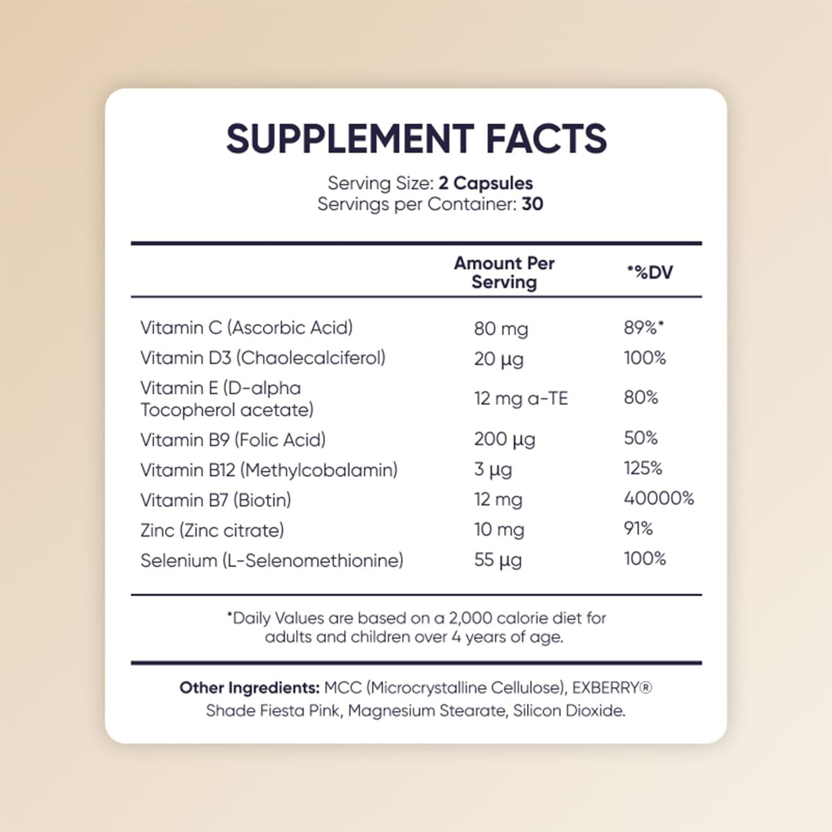 Hair Growth Supplements for Women & Men - Biotin, Vitamins & Minerals - 60 Capsules