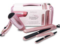 Travel Hair Dryer and Flat Iron Set - Dual Voltage Mini Blowout Kit with Carrying Case