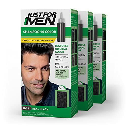Gray Hair Color Shampoo for Men - Natural Black & Brown Shades, Long-Lasting