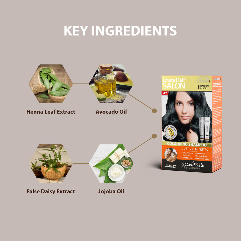 Hair Coloring Shampoo Natural Black, Brown & Mahogany - Organic Henna & Herbal Extracts