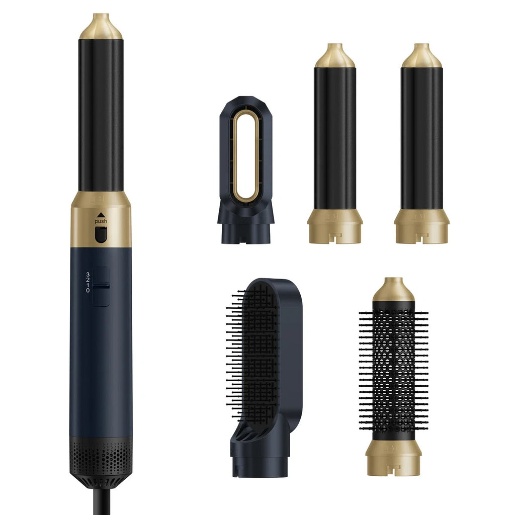 Multi-Function Hair Dryer Styler Brush with 5 Attachments - Salon Styling at Home