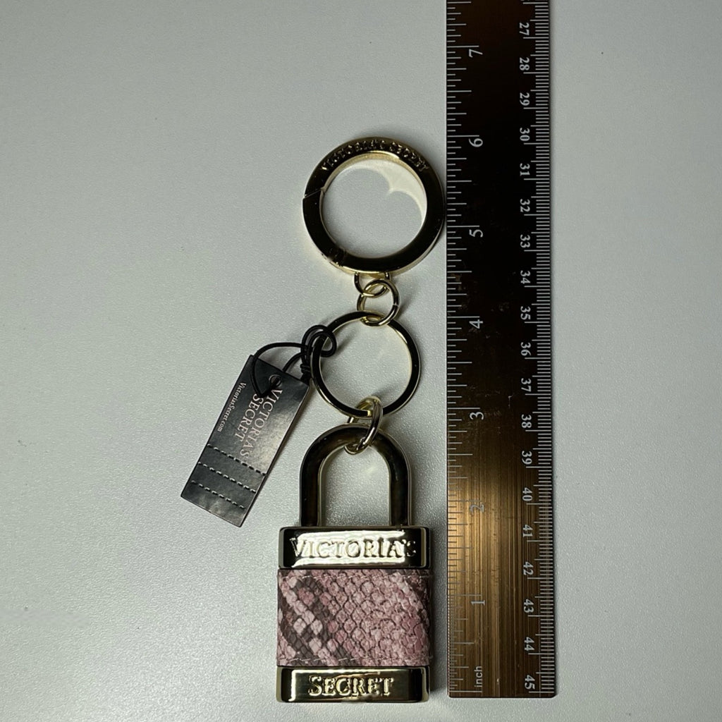 Pink Python Padlock Keychain Charm - Gold Tone Accessories