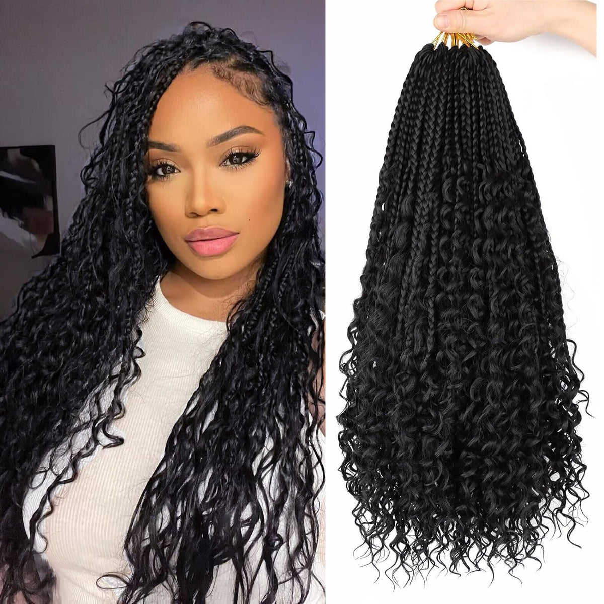 Goddess Box Braids Crochet Hair 18 Inch - 8 Packs Natural Look