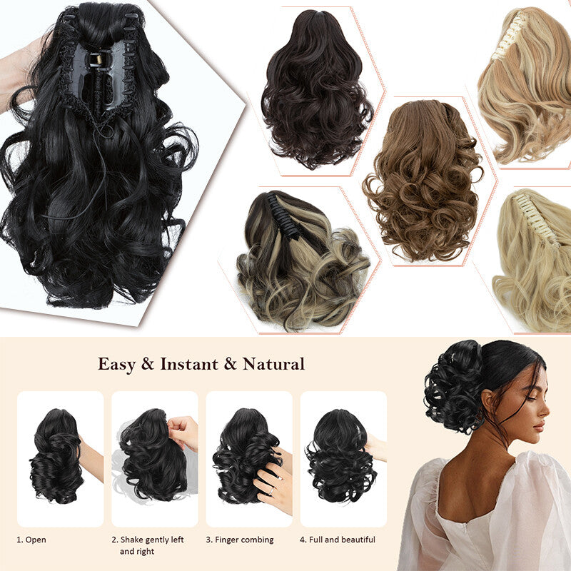 Short Claw Clip-In Ponytail Extension - Curly & Bendable 12 Inch Hair Accessory