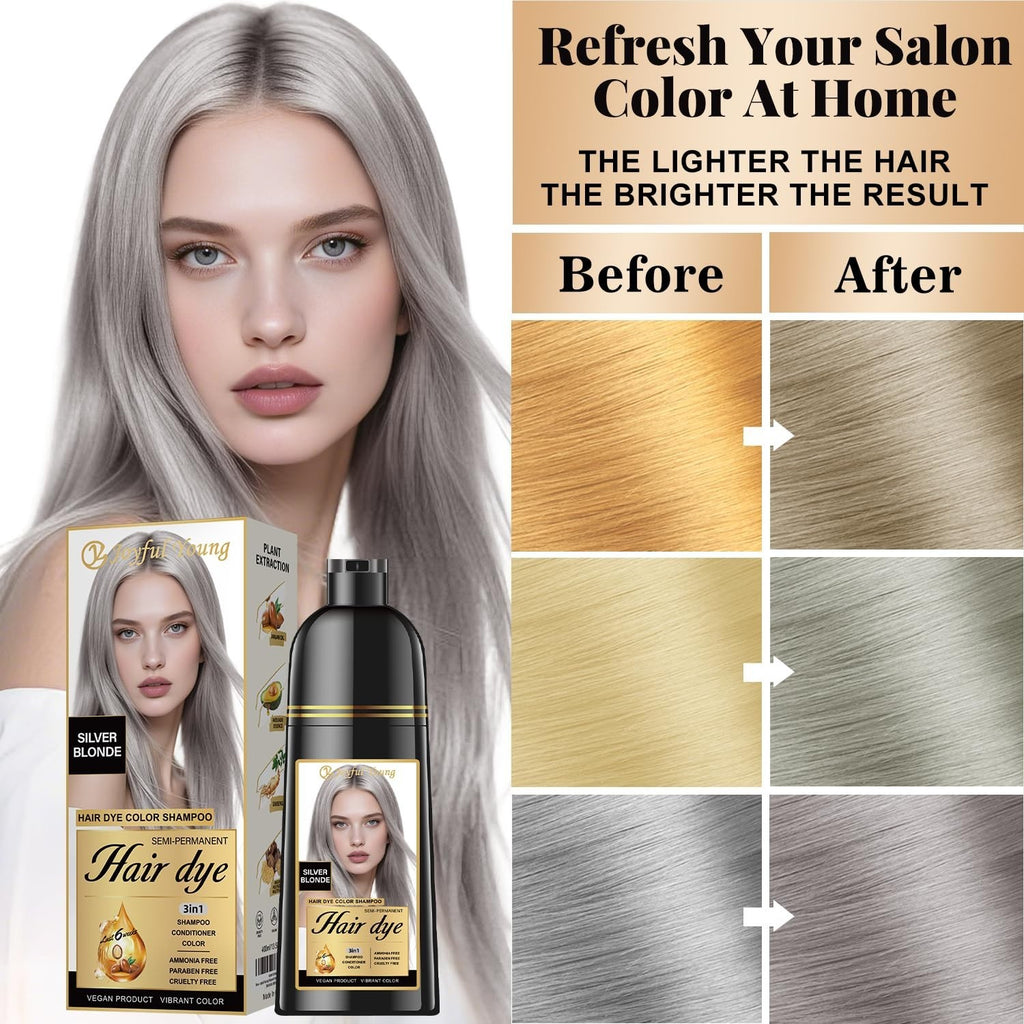 Herbal 3-in-1 Hair Dye Shampoo Ammonia-Free Natural Hair Color | Long-Lasting & Gentle