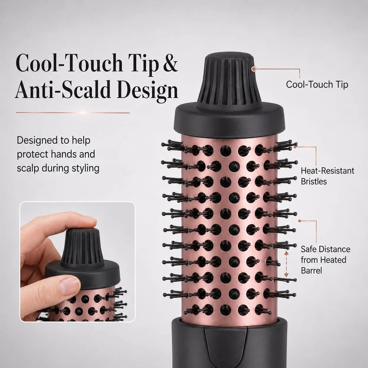 1 1/4 Inch Thermal Curling Brush Hair Styling Tool Dual Voltage for Travel