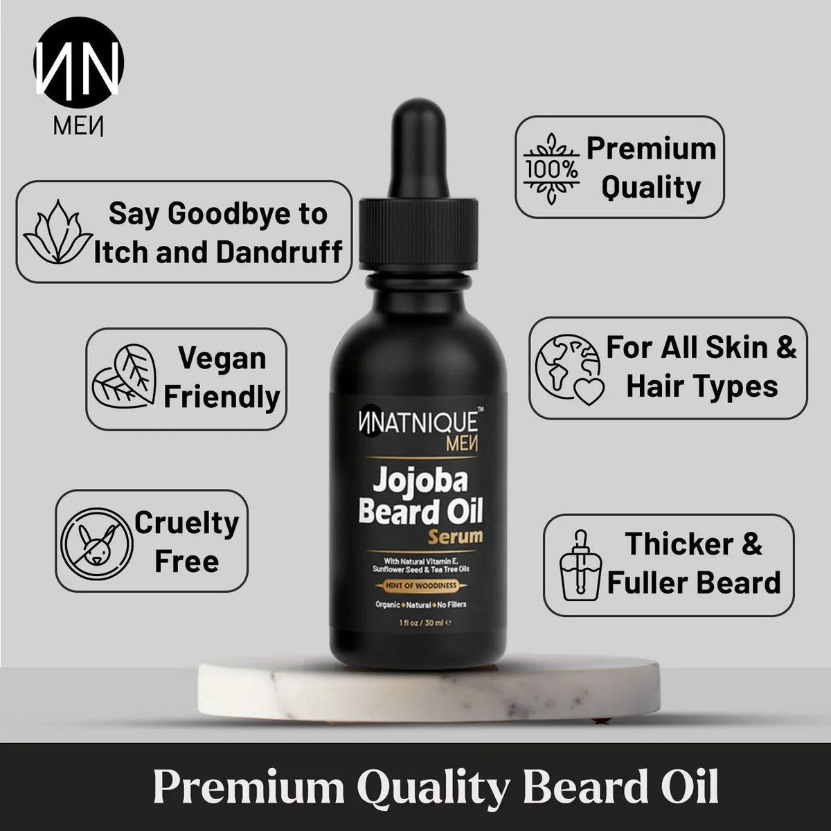 Organic Jojoba Beard Care Gift Set with Conditioner & Brush – Vegan, Natural