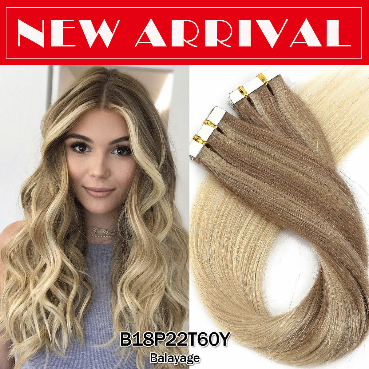 Russian Tape-In Human Hair Extensions - 100% Remy Body Wave, Multiple Colors & Lengths