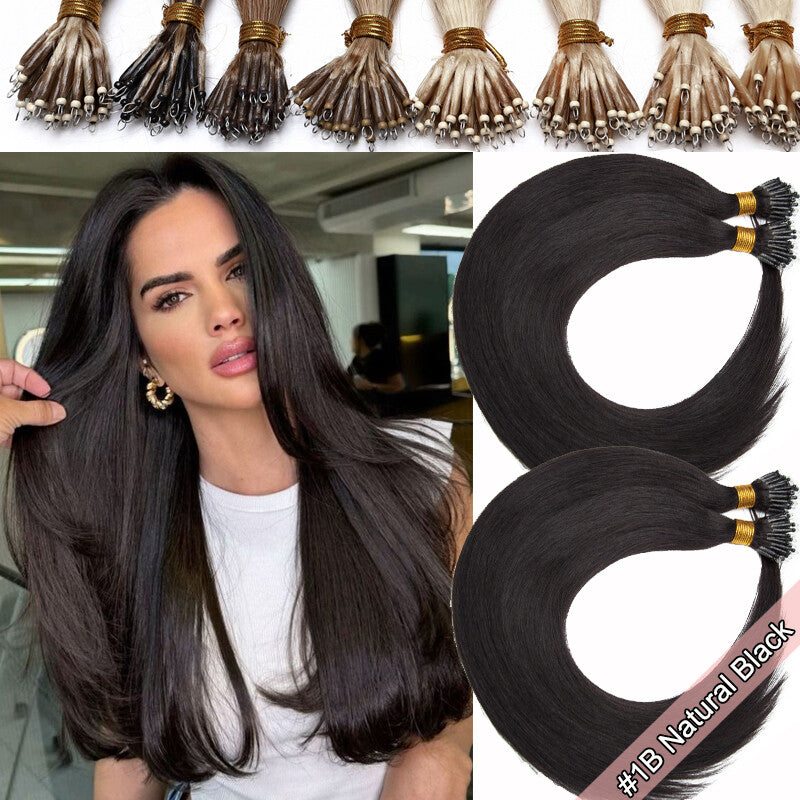 100G Nano Ring Hair Extensions - Real Human Hair, Ombre, Thick & Tangle-Free