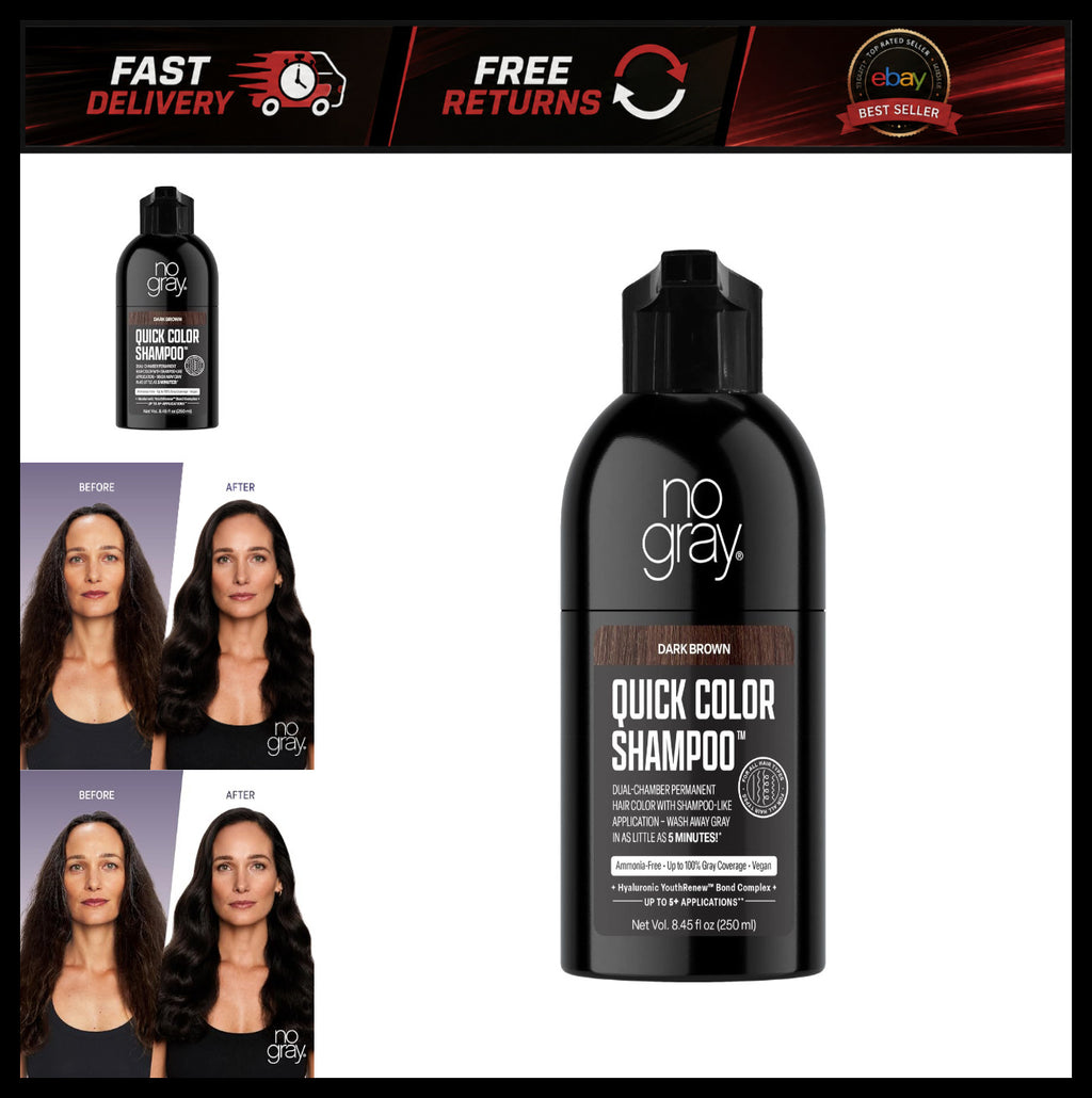 Dark Brown Permanent Hair Color Shampoo - No Gray, 8.45 oz, Easy & Nourishing