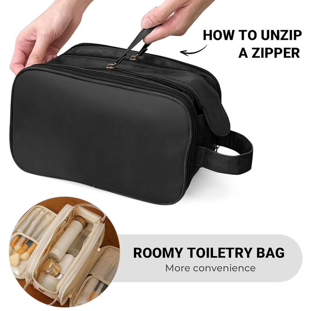 Large Capacity Travel Cosmetic Organizer with Waterproof PU Leather