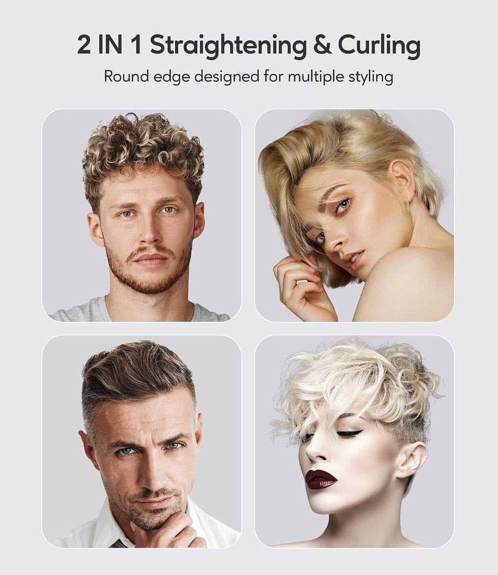 2-in-1 Flat Iron & Curling Iron for Short Hair - 0.5 Inch Ceramic Plates