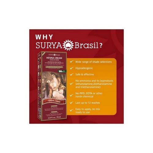Copper Semi-Permanent Hair Color Cream - Natural Henna Hair Dye 2.37 Oz