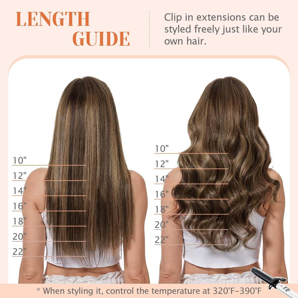 Clip-In Hair Extensions 22 Inch Human Hair Voluminous Length & Style - 55g