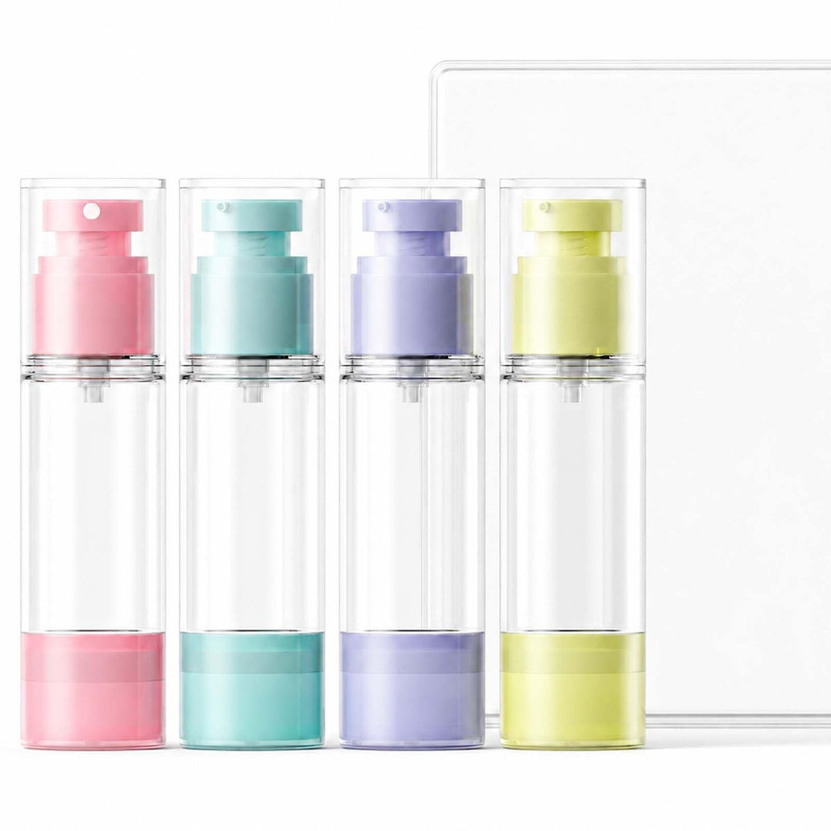 4 Pack Travel Airless Pump Bottles - Leakproof 1 oz Cosmetic Dispensers for Toiletries
