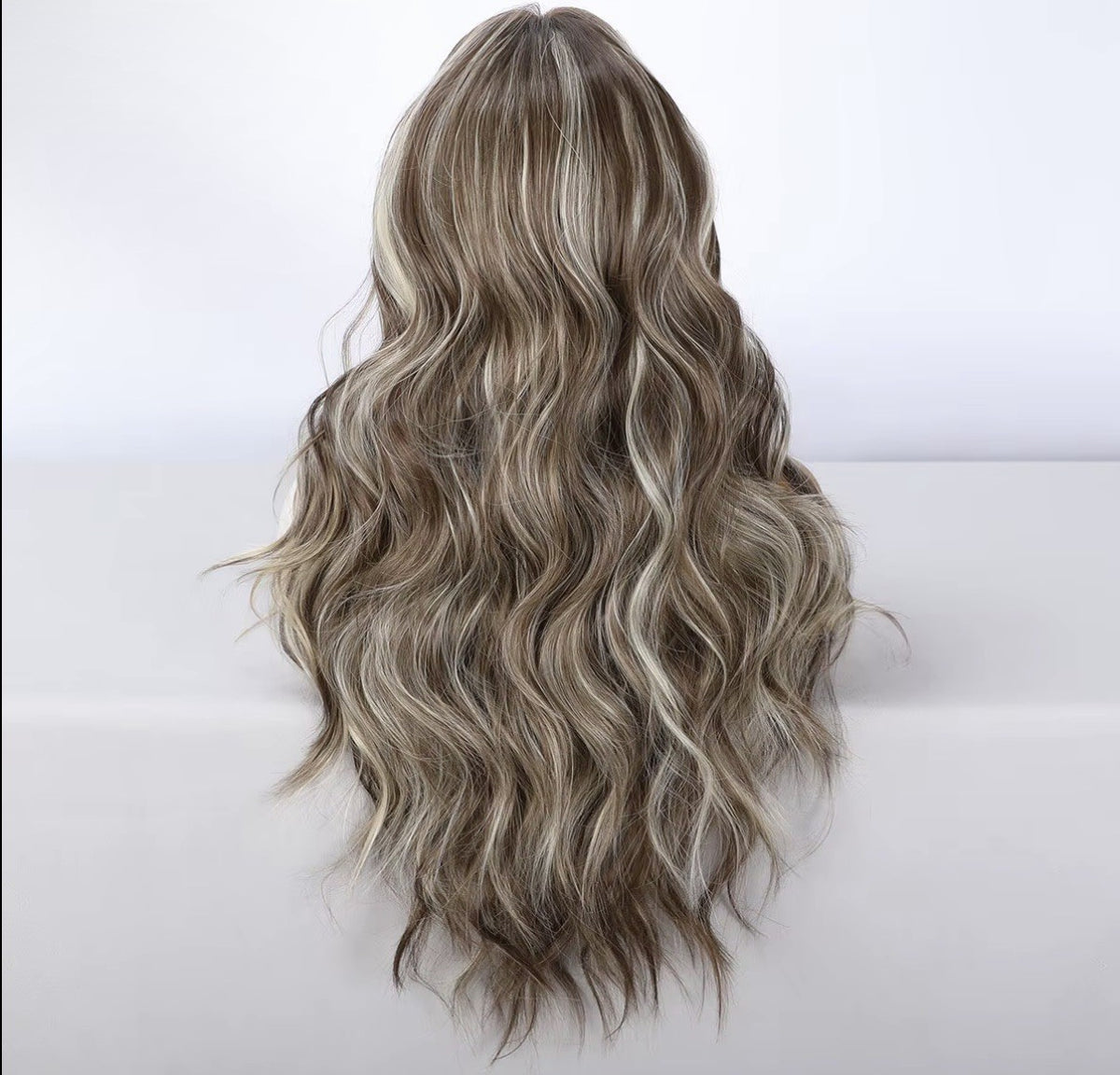 Ombre Brown Blonde 26 Inch Wavy Lace Front Wig - Body Wave Highlight Hair, Glueless Synthetic Style