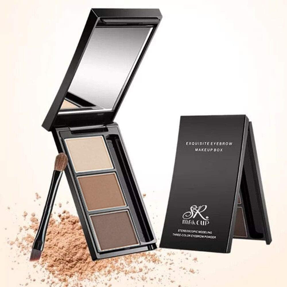 Three-Color Waterproof Eyebrow Powder Kit - Natural, Long-Lasting, Easy to Use