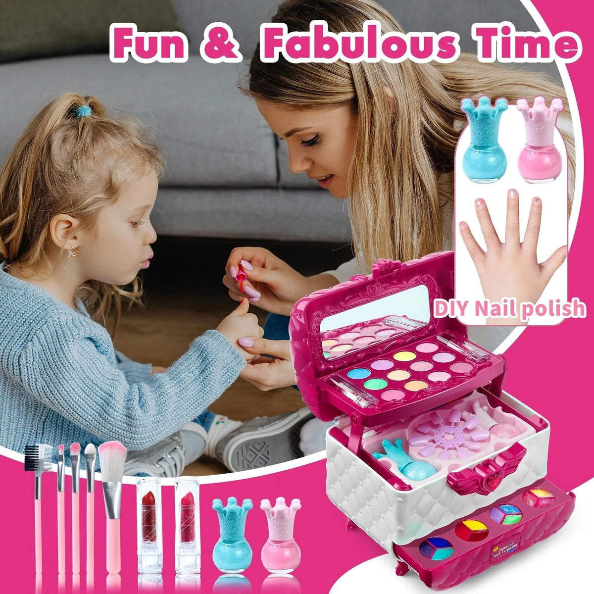 Kids Washable Makeup Set for Girls Pretend Play Princess Toy Gift