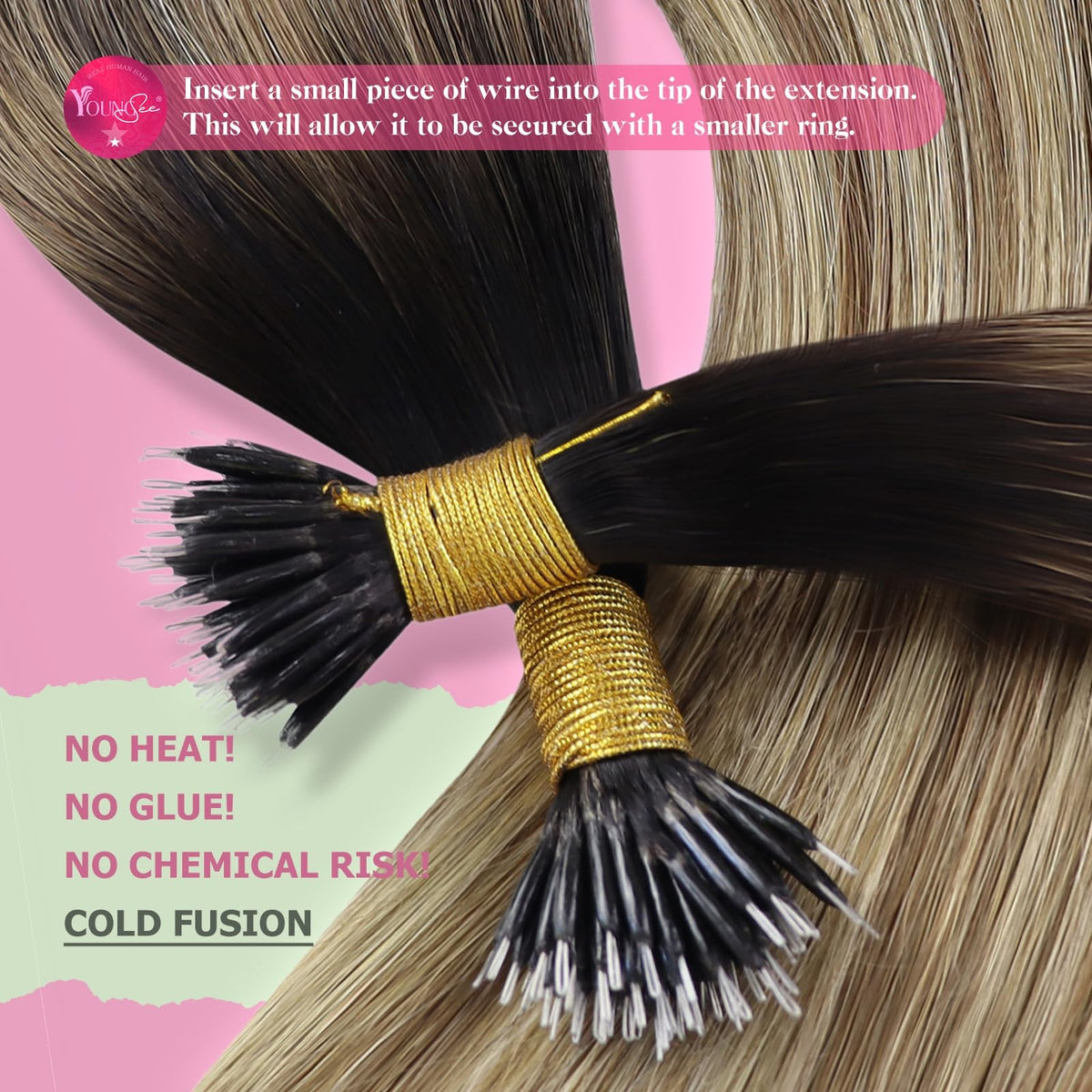 Nano Link Hair Extensions - 18 Inch Human Hair, Dark to Medium Brown, 50g