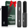 Cordless Beard Straightener Heated Brush for Travel & Home - Ionic, Adjustable Temp