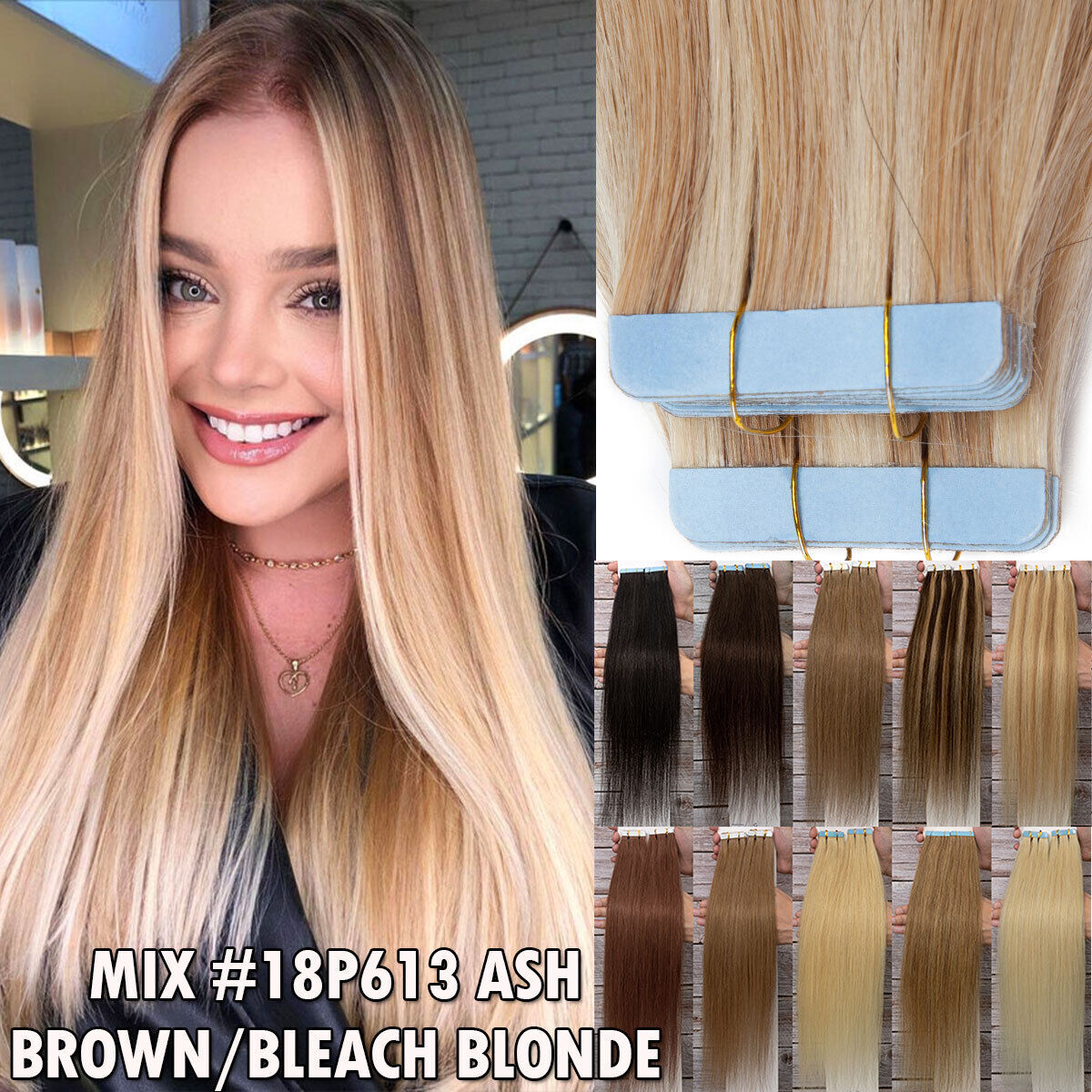 Ombré Tape-In Hair Extensions - 100% Remy Human Hair Full Head